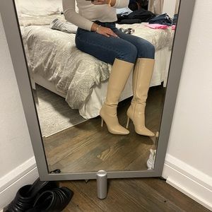 Tan knee high boots